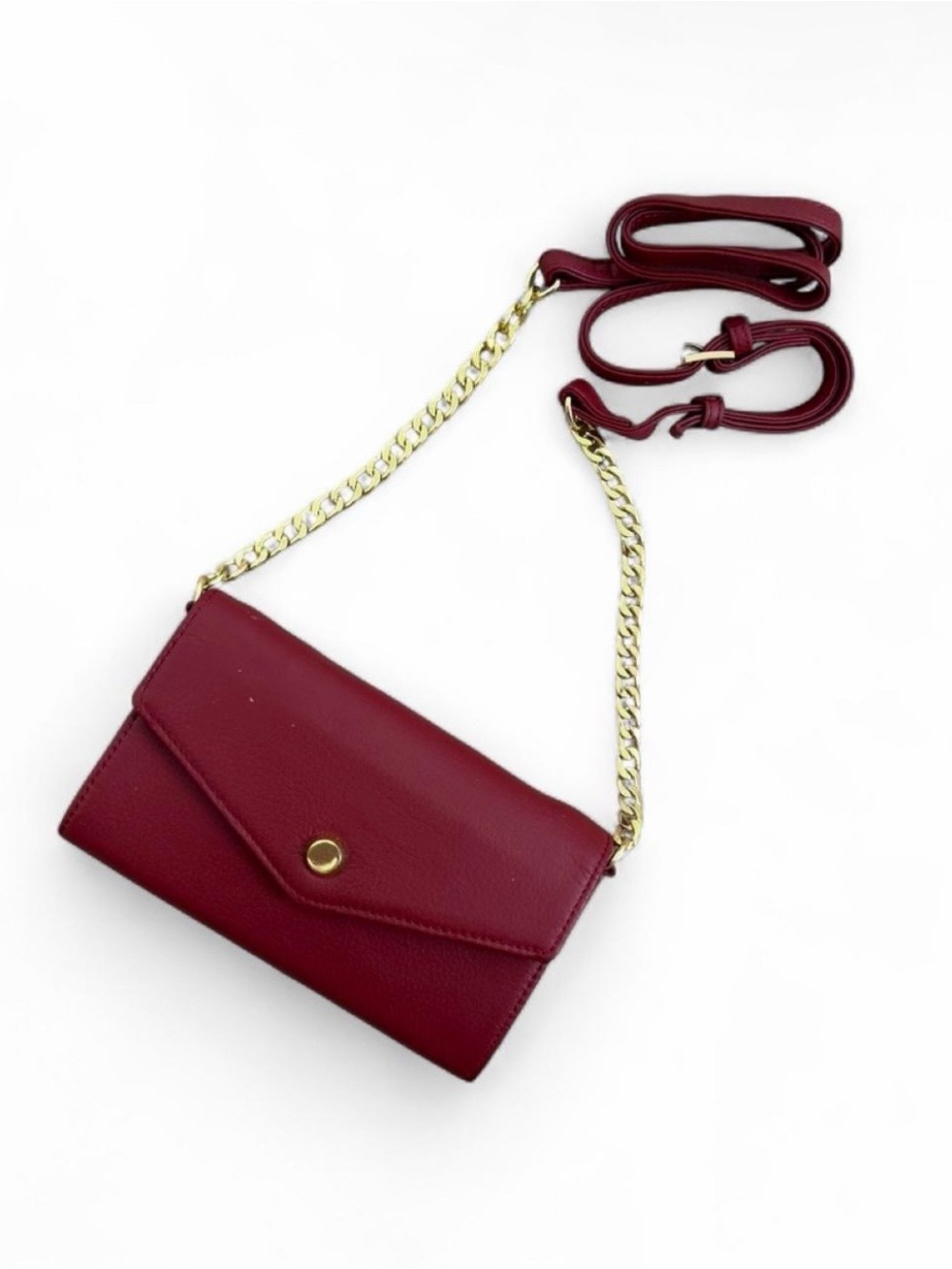 Stella & Max Burgundy Crossbody Wallet with Gold Chain